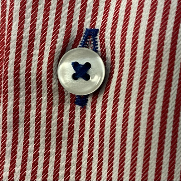 Tommy Hilfiger Men’s Fitted Striped Long Sleeve Button Down Dress Shirt Large - Picture 9 of 12